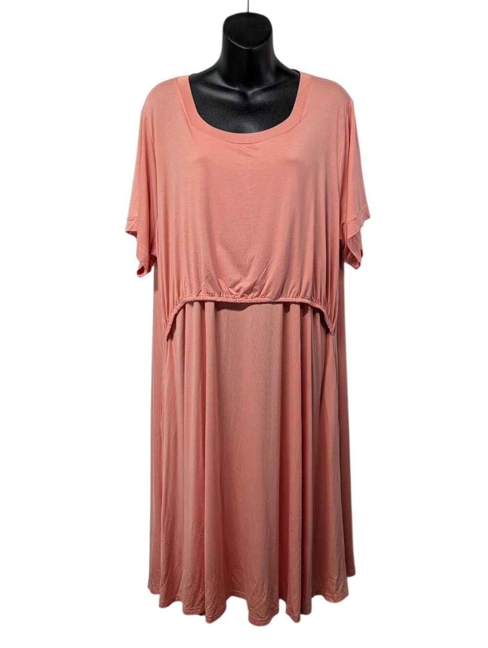 JollieLovin Peach Soft Rayon Layered Empire Waist Dress Plus 3X Flutter Sleeve